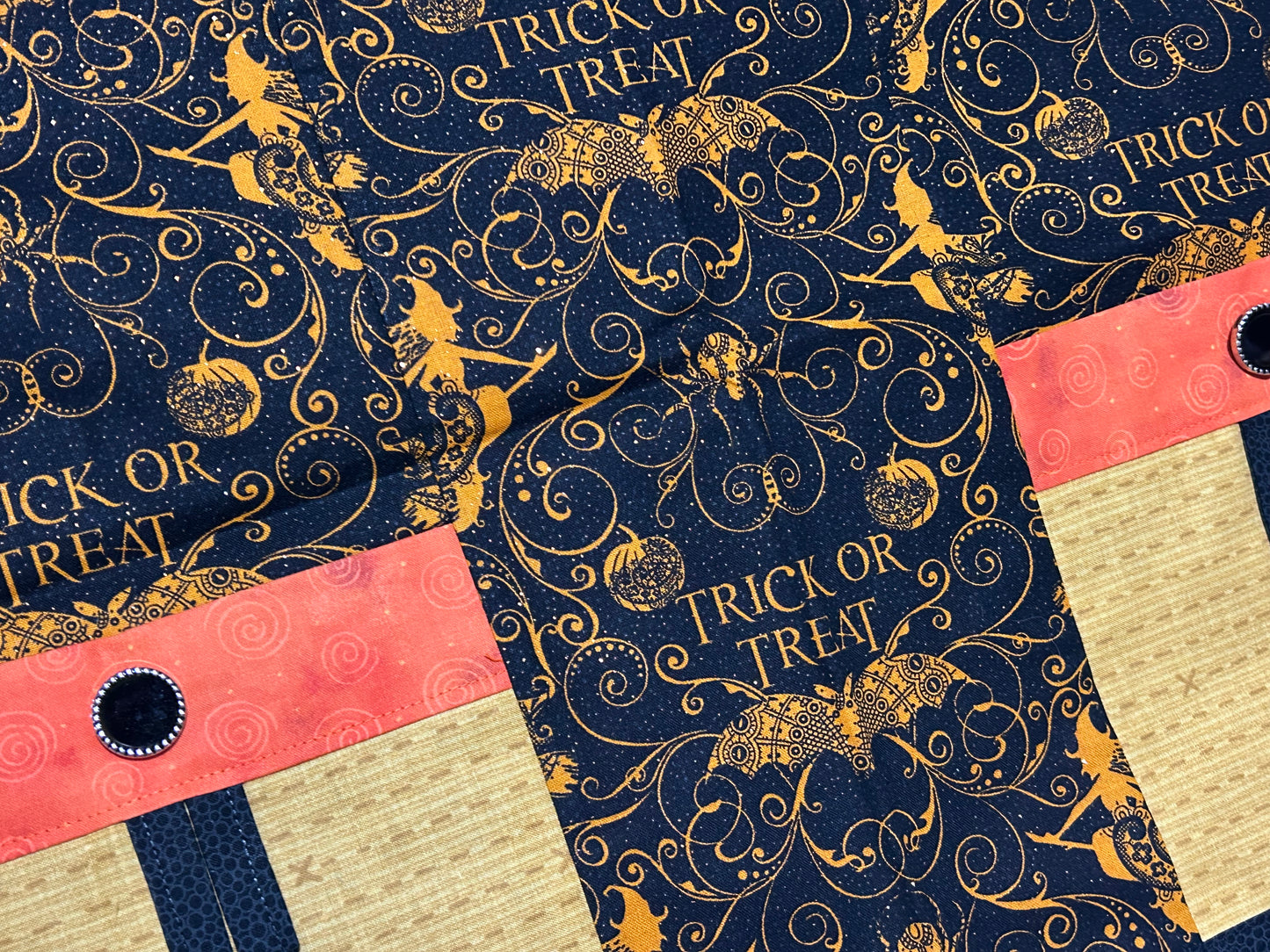 Halloween Theme Half Apron -Orange/Yellow Pockets