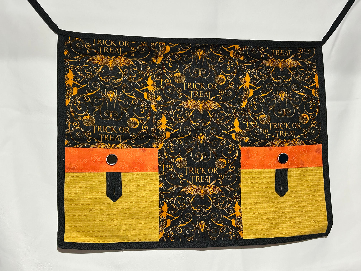 Halloween Theme Half Apron -Orange/Yellow Pockets