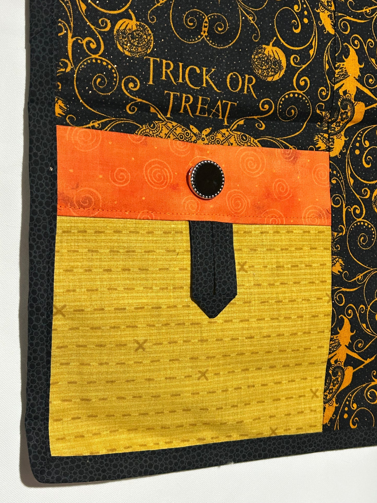 Halloween Theme Half Apron -Orange/Yellow Pockets